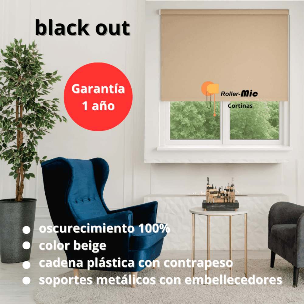 Cortinas black out beige ancho 2,20m × alto 2,10m