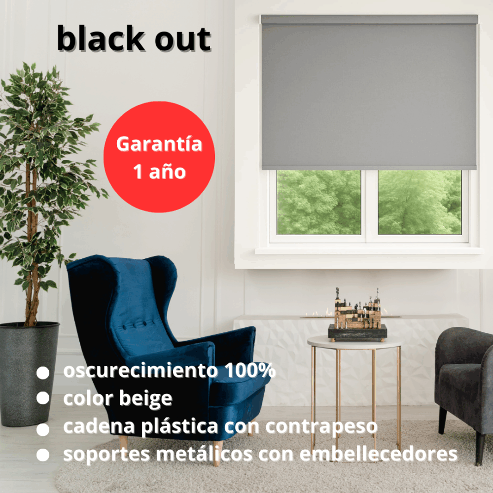 Cortinas black out gris ancho 0,90m × alto 2,00m