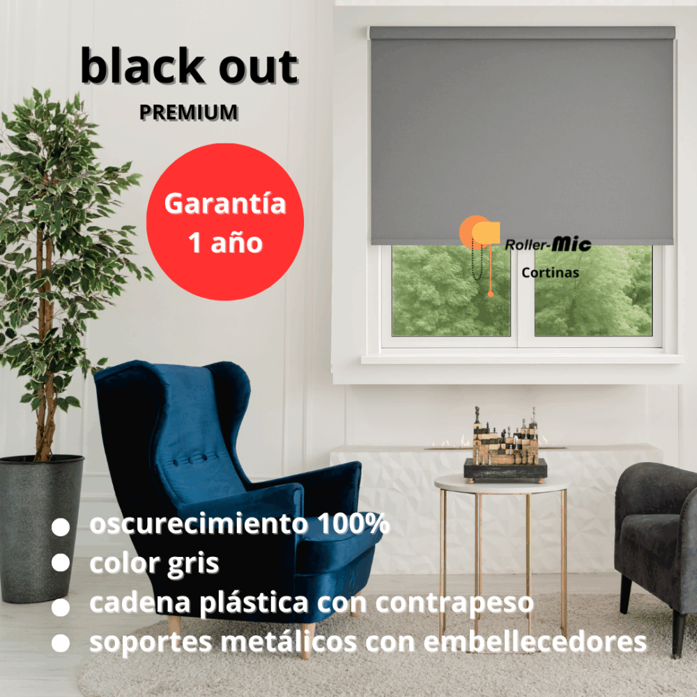 Black out premium gris ancho 0,90m x alto 1,65m