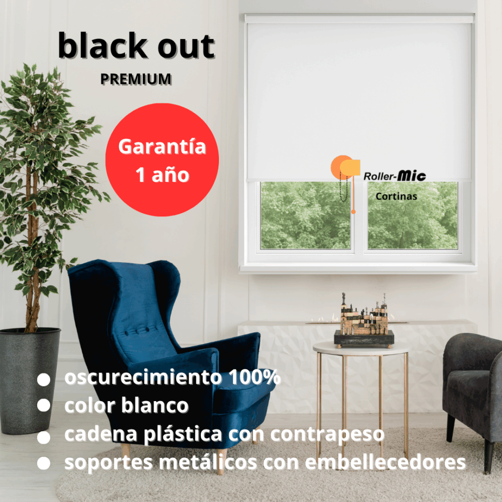 Black out premium blanco ancho 0,90m x alto 1,65m